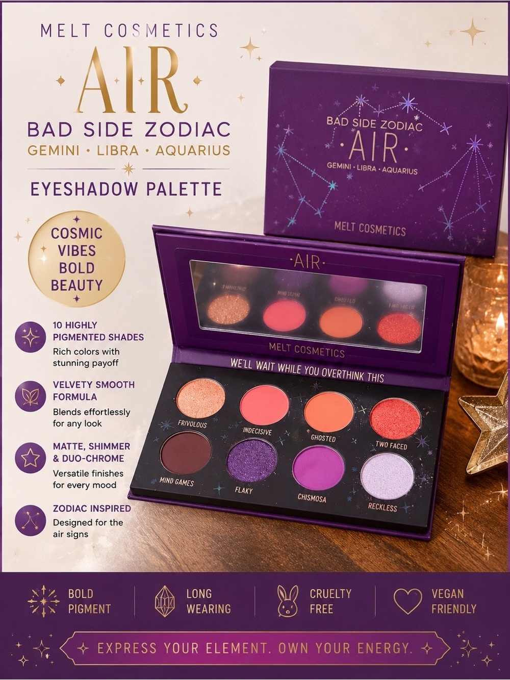 Melt Cosmetics AIR Eyeshadow Palette | Bad Side Zodiac Collection | New in Box